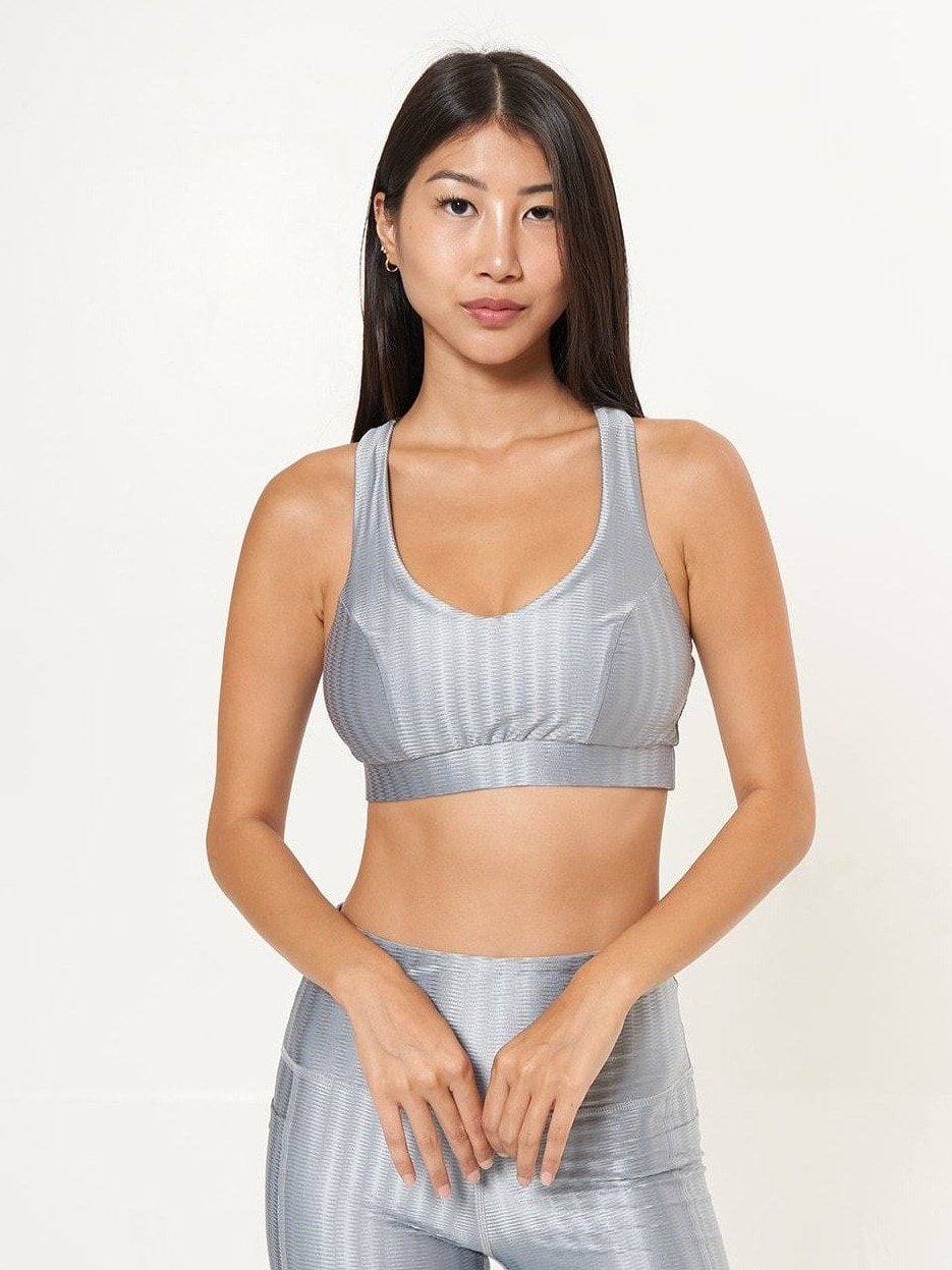 Classic Performance Bra Top - Dove Grey Zap Pattern