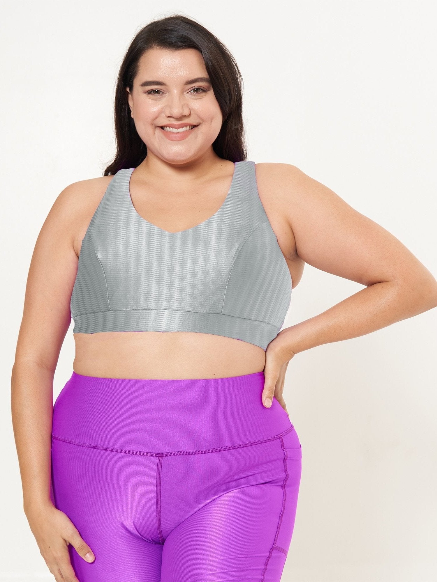 Classic Performance Bra Top - Dove Grey Zap Pattern