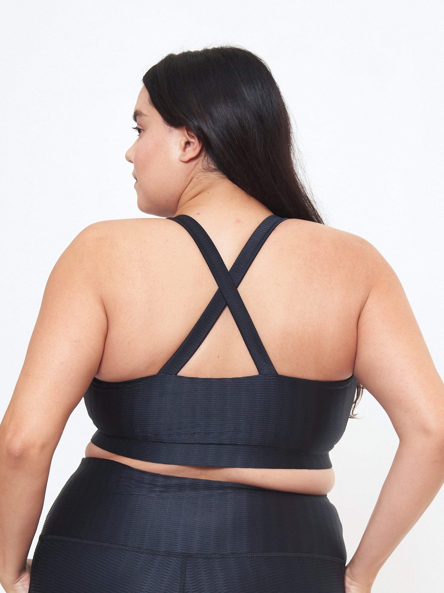 Cross Back Performance Bra Top - Black Zap Pattern