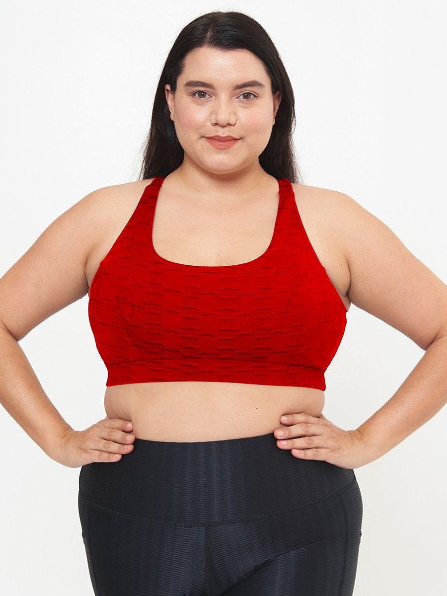 Cross Back Performance Bra Top - Cherry Pie Links Pattern