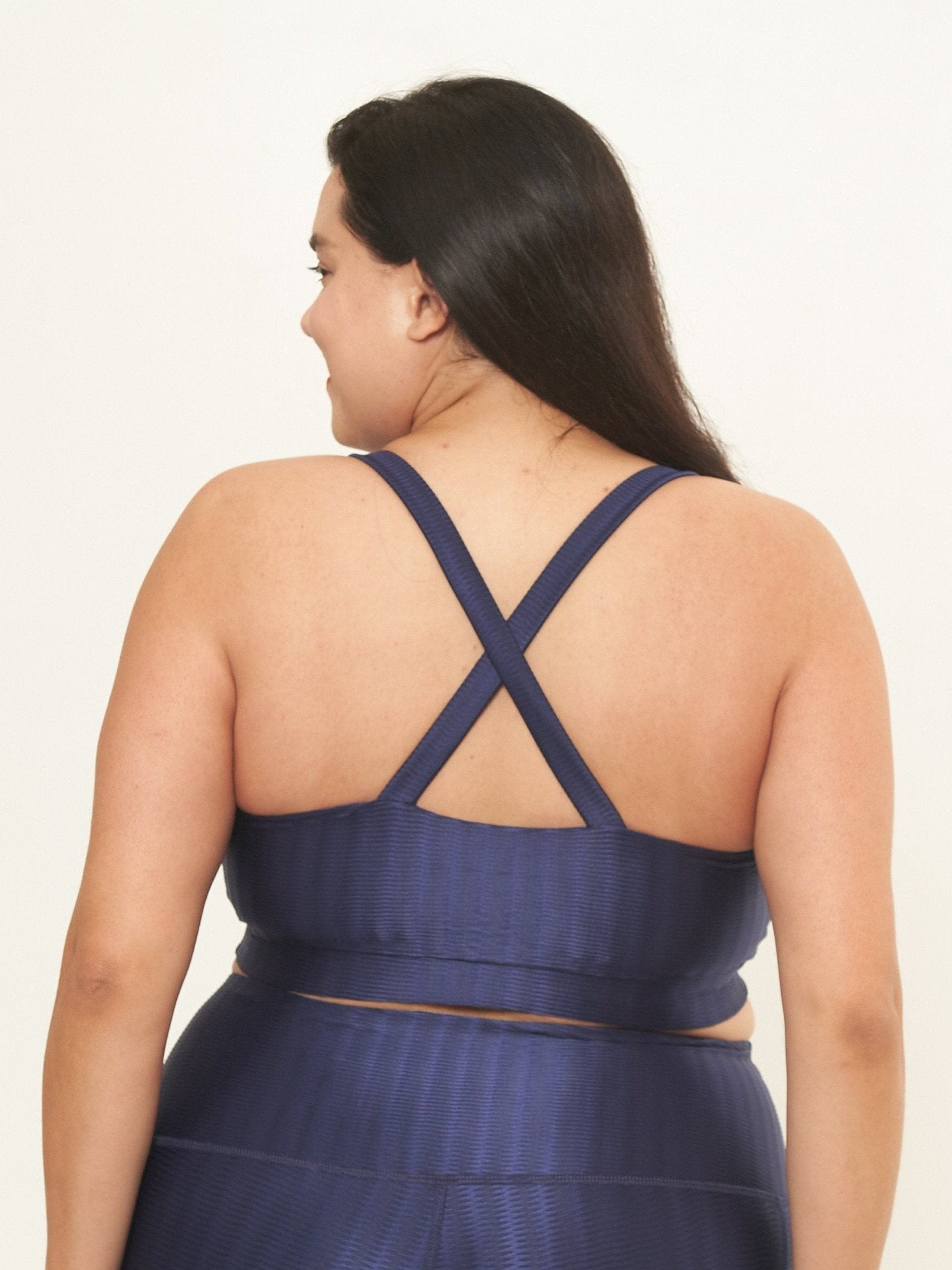 Cross Back Performance Bra Top - Midnight Zap Pattern