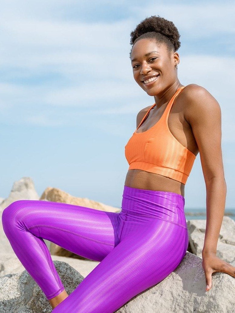 Cross Back Performance Bra Top - Tangerine Zap Pattern