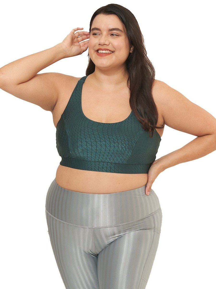 Cross Back Performance Bra Top - Tropicale Cube Pattern