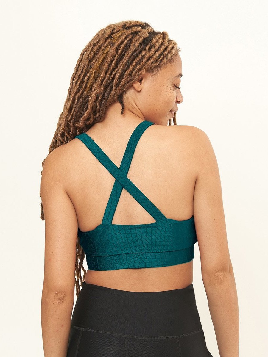 Cross Back Performance Bra Top - Tropicale Cube Pattern