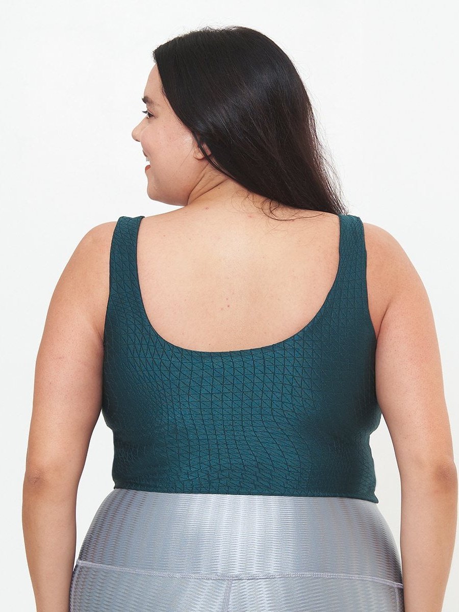 Fitted Tank w/ Built-In Bra - Tropicale Cube Pattern