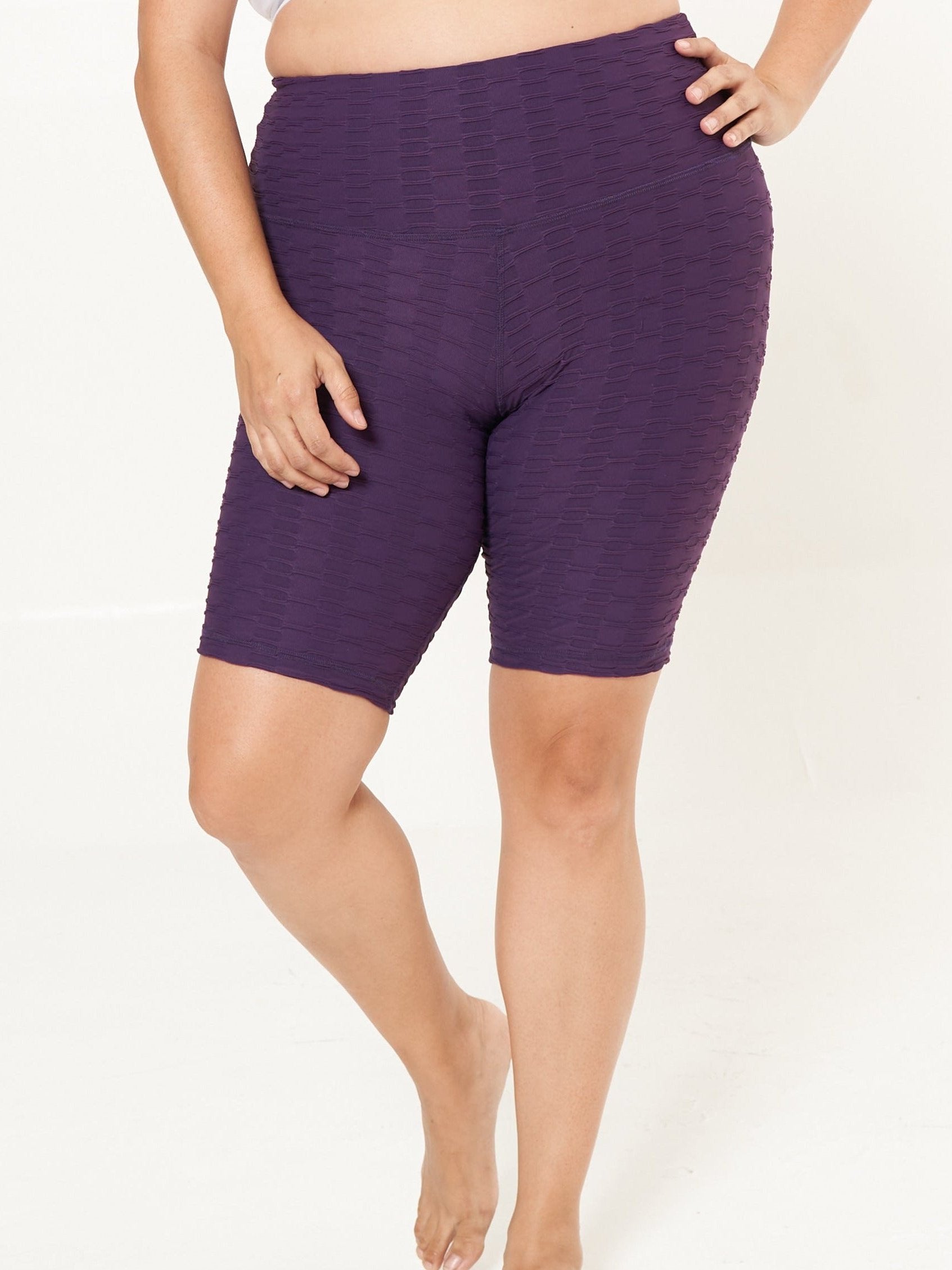 Hi-Rise Biker Short - Eggplant Links Pattern