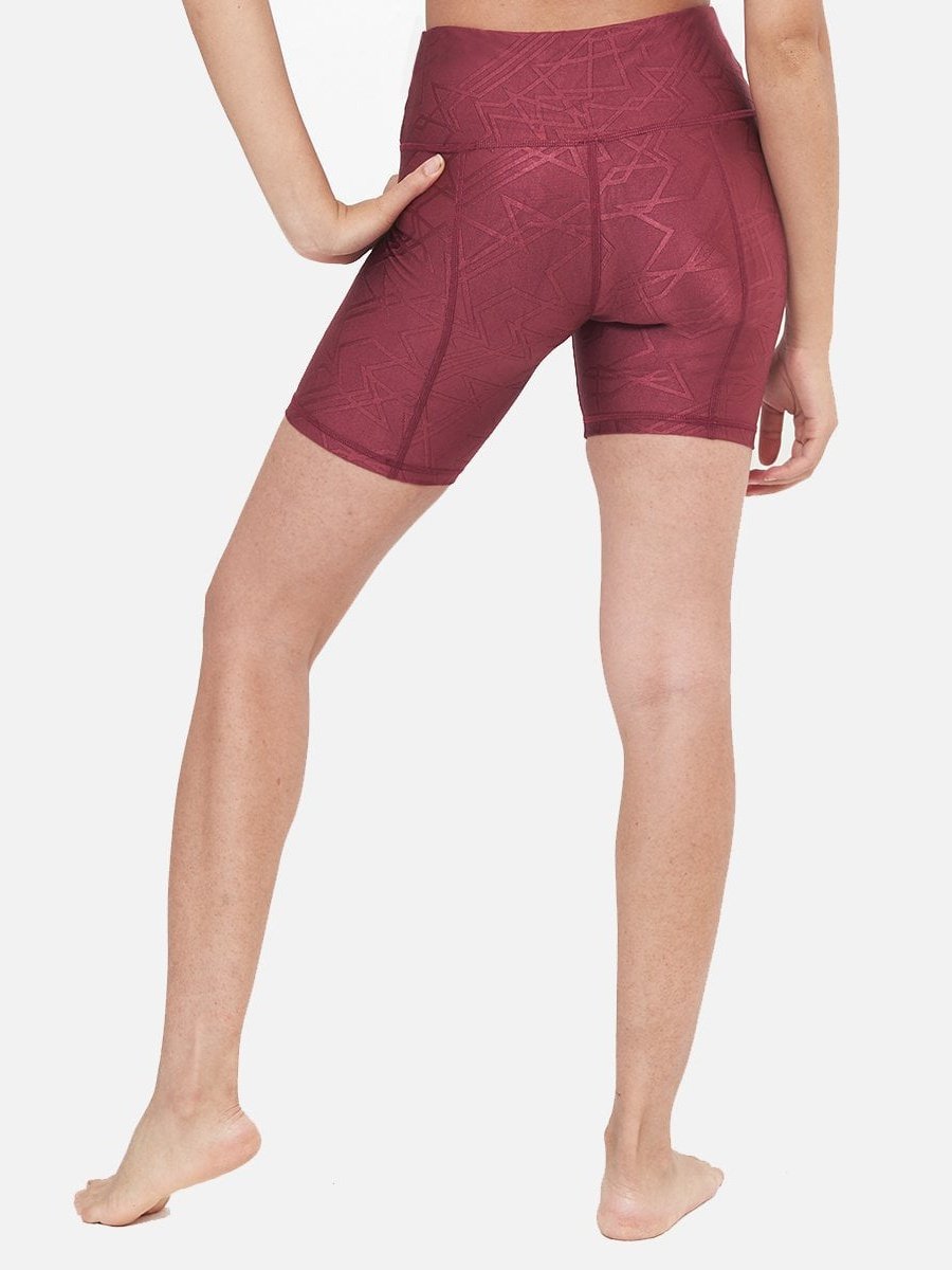 Hi-Rise Biker Short - Pomegranate Linear Pattern