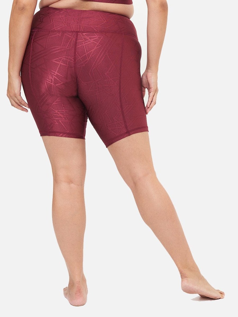 Hi-Rise Biker Short - Pomegranate Linear Pattern