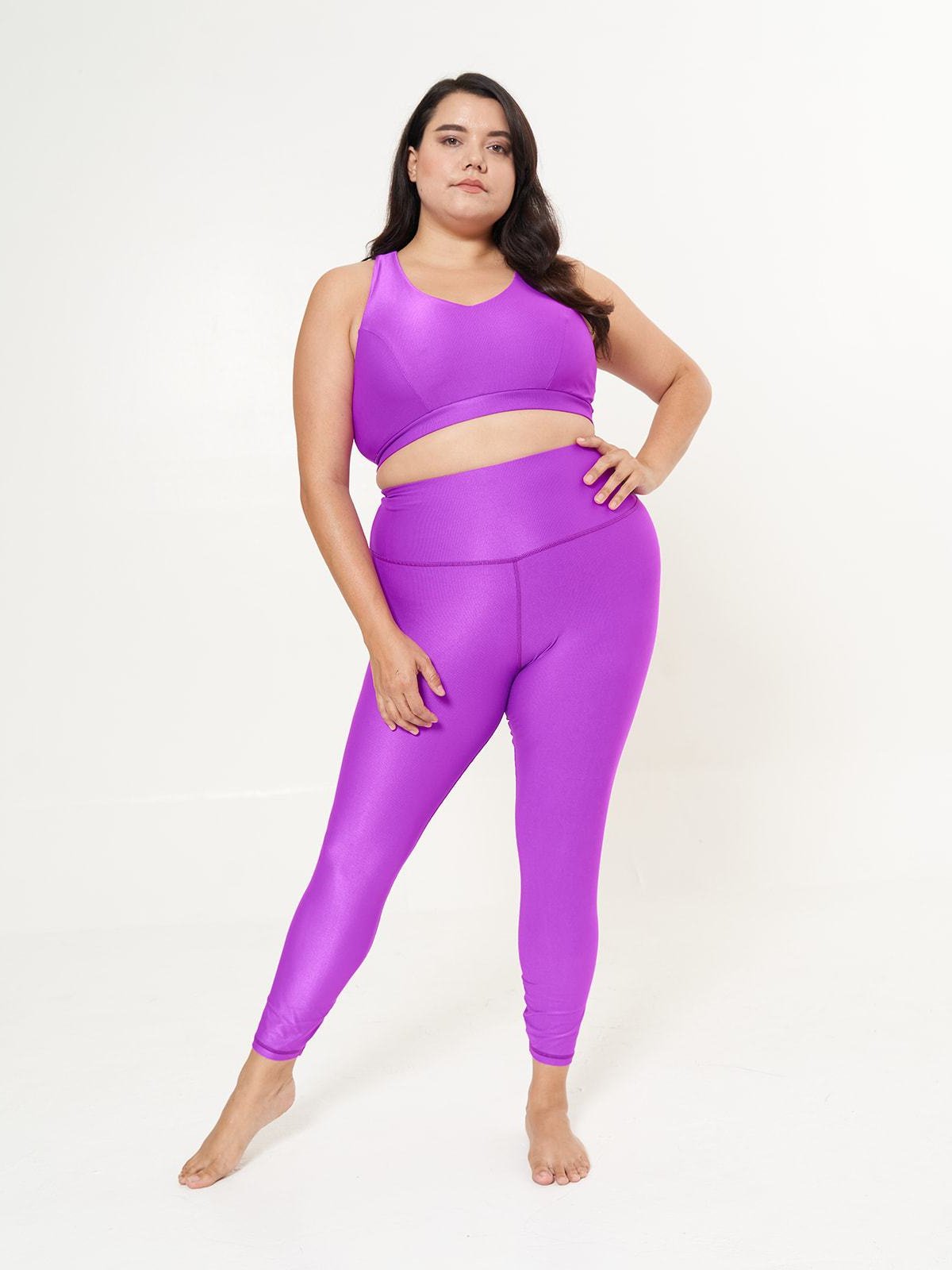 Hi-Rise Leggings - Fuchsia Rib Pattern