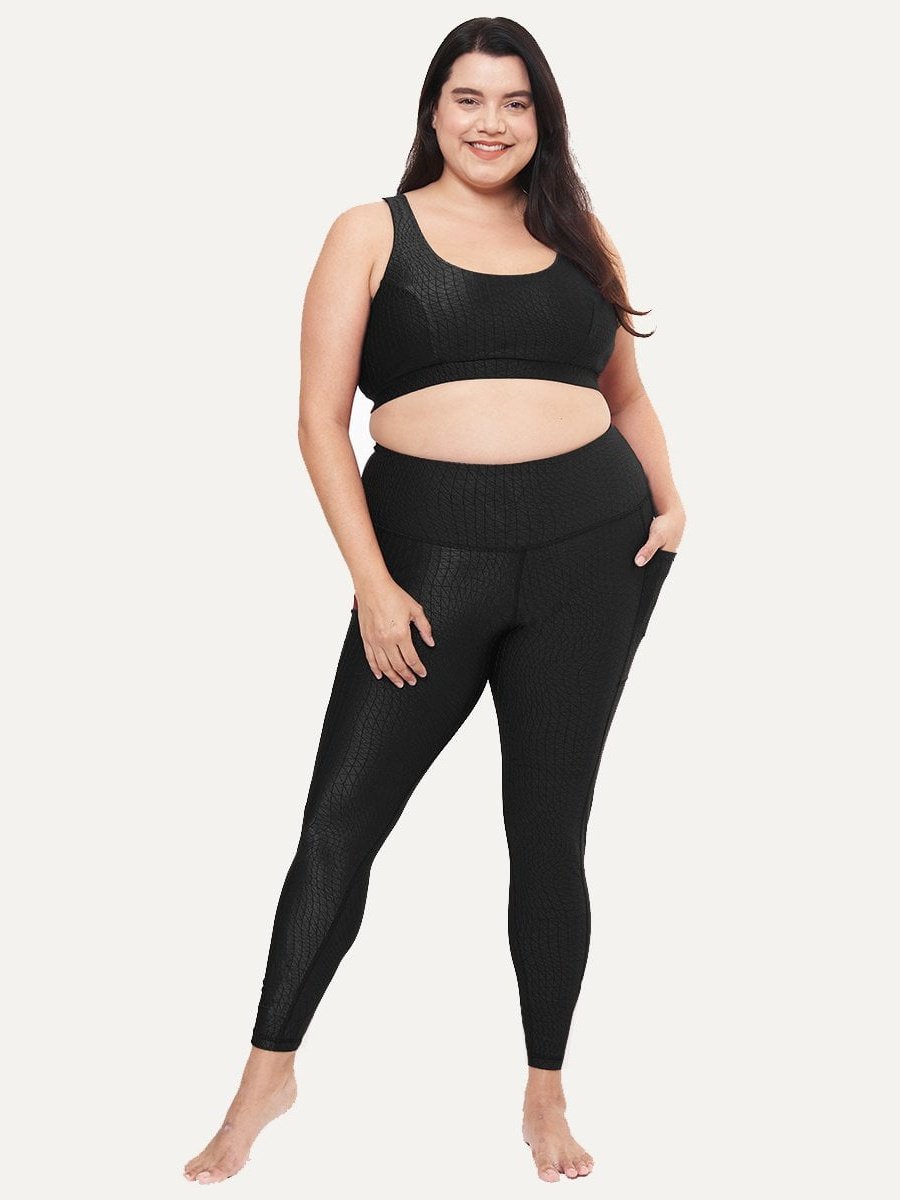 Hi-Rise Square Pocket Leggings - Black Cube