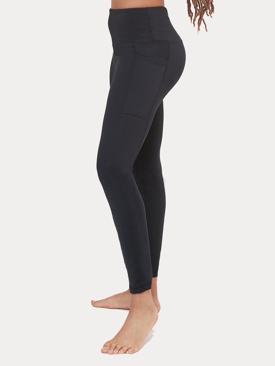 Hi-Rise Square Pocket Leggings - Black Solid