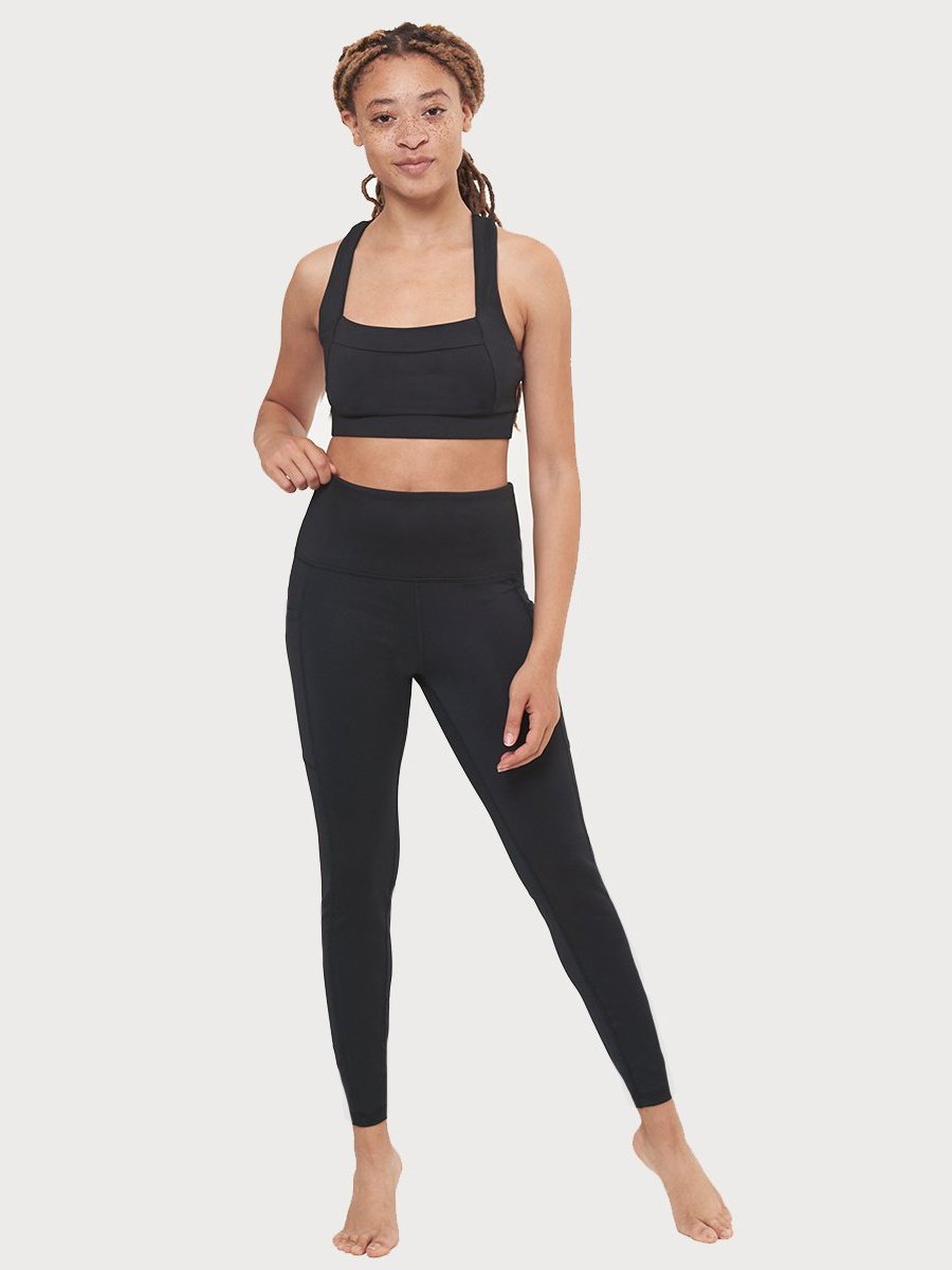 Hi-Rise Square Pocket Leggings - Black Solid