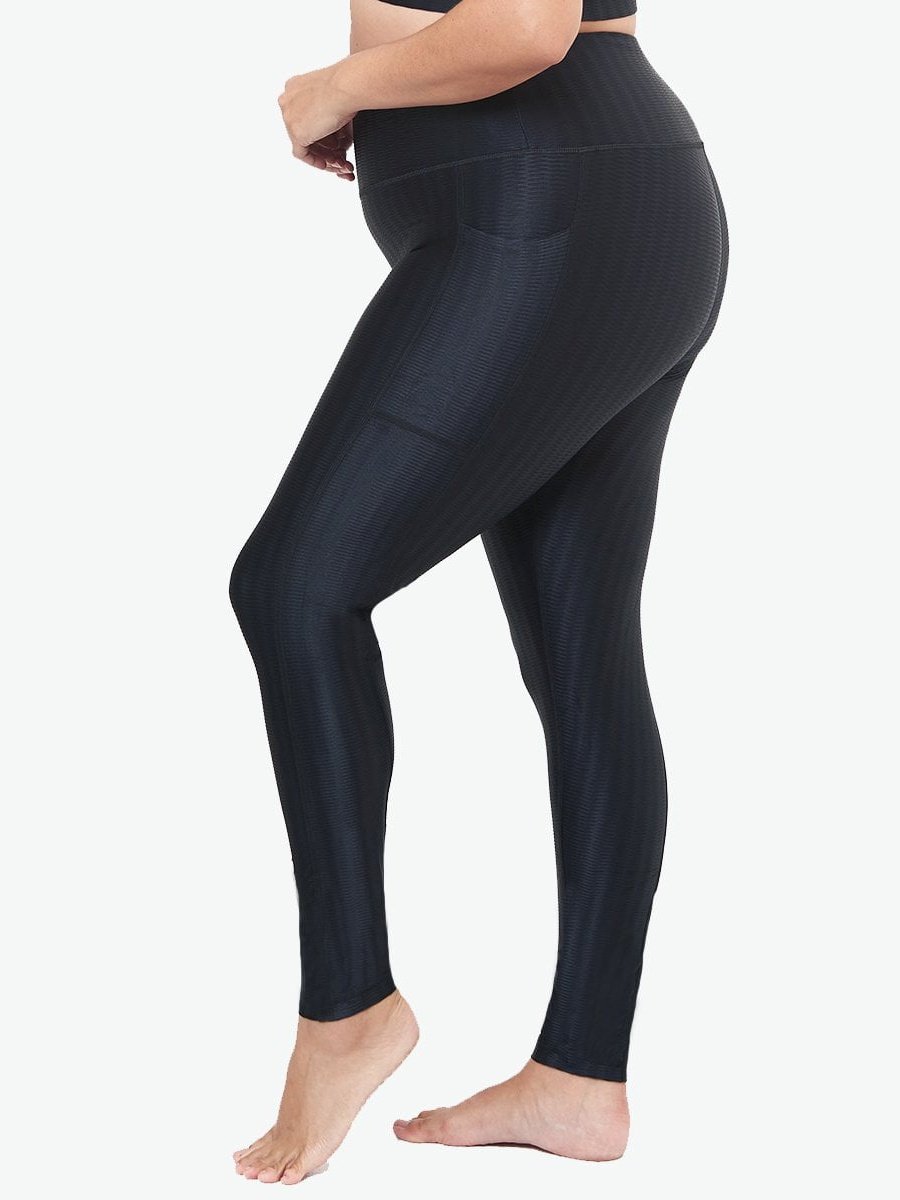 Hi-Rise Square Pocket Leggings - Black Zap