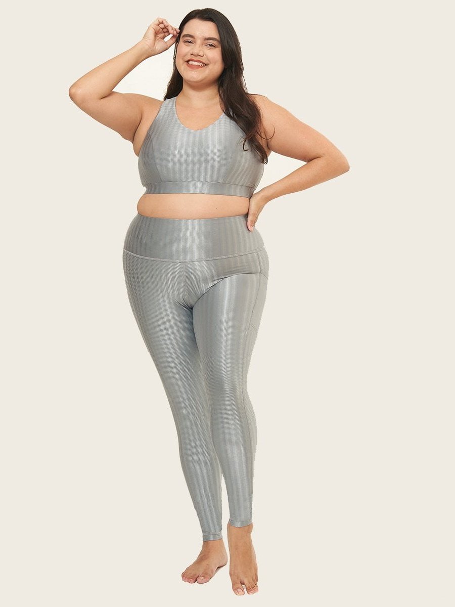 Hi-Rise Square Pocket Leggings - Dove Grey Zap