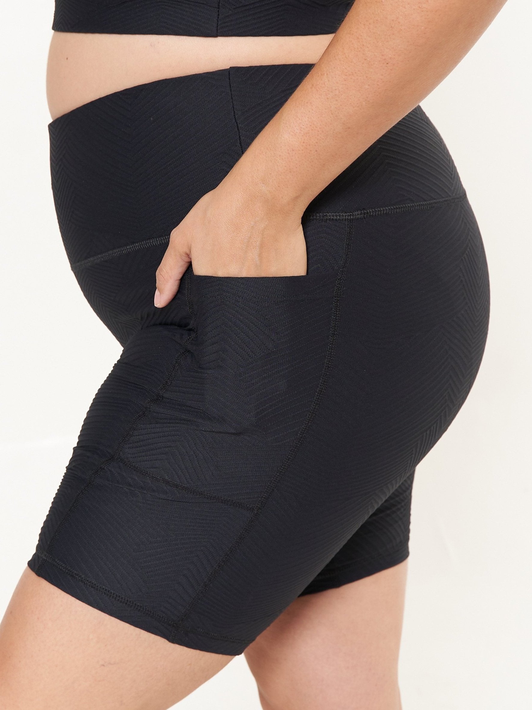 Pocket Biker Shorts- Black Ridges Pattern