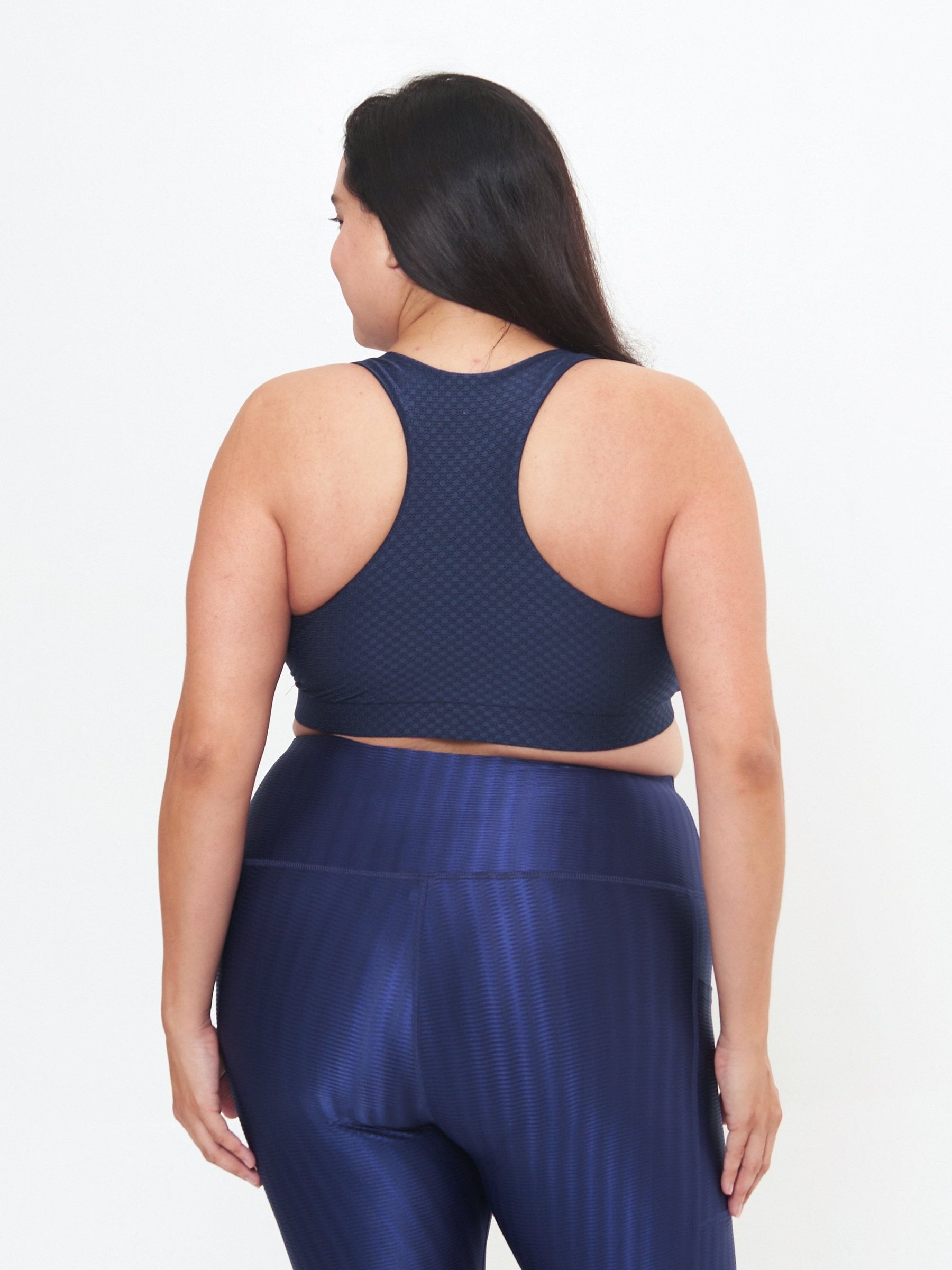 Square Neck Performance Bralette -Midnight Circles Pattern