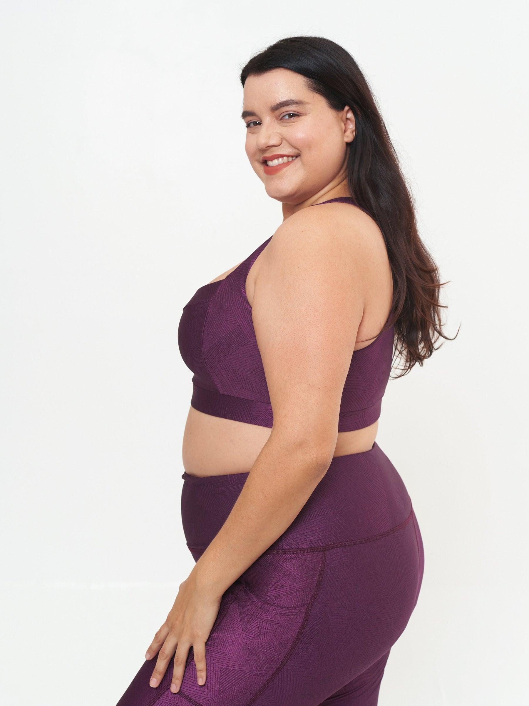Square Neck Performance Bralette - Sangria Gerry Pattern