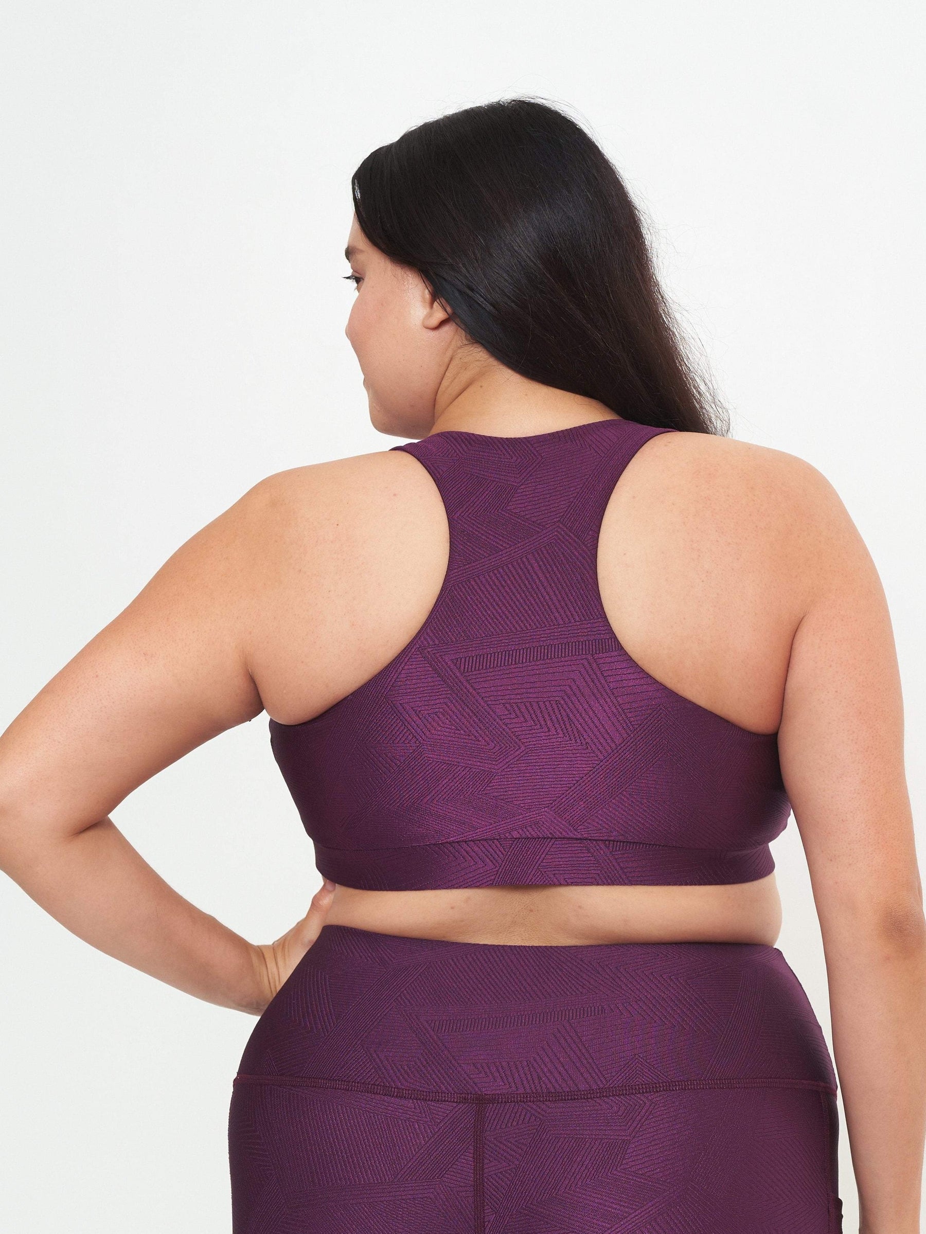 Square Neck Performance Bralette - Sangria Gerry Pattern