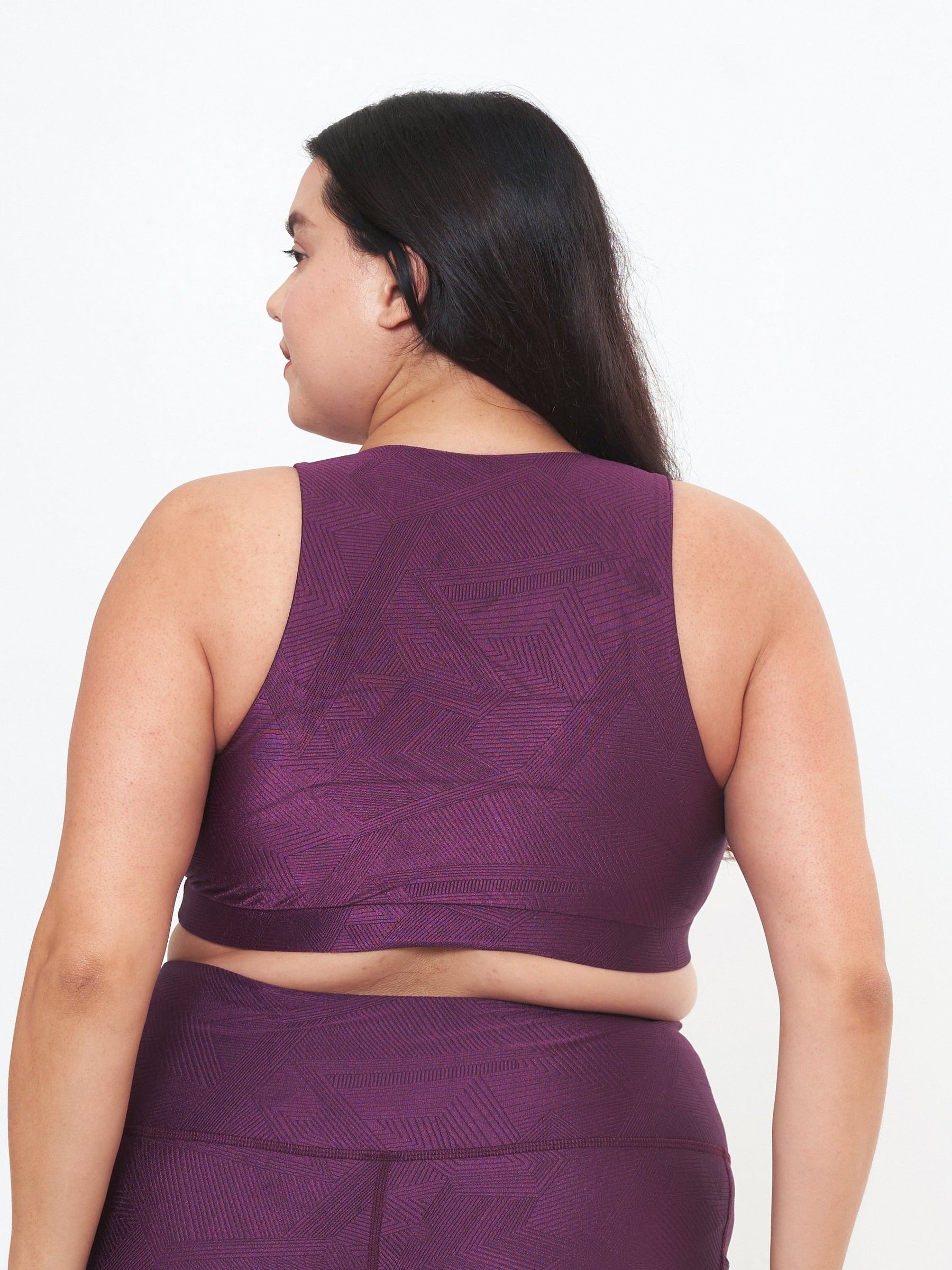 Classic Performance Bra Top - Sangria Geo Pattern
