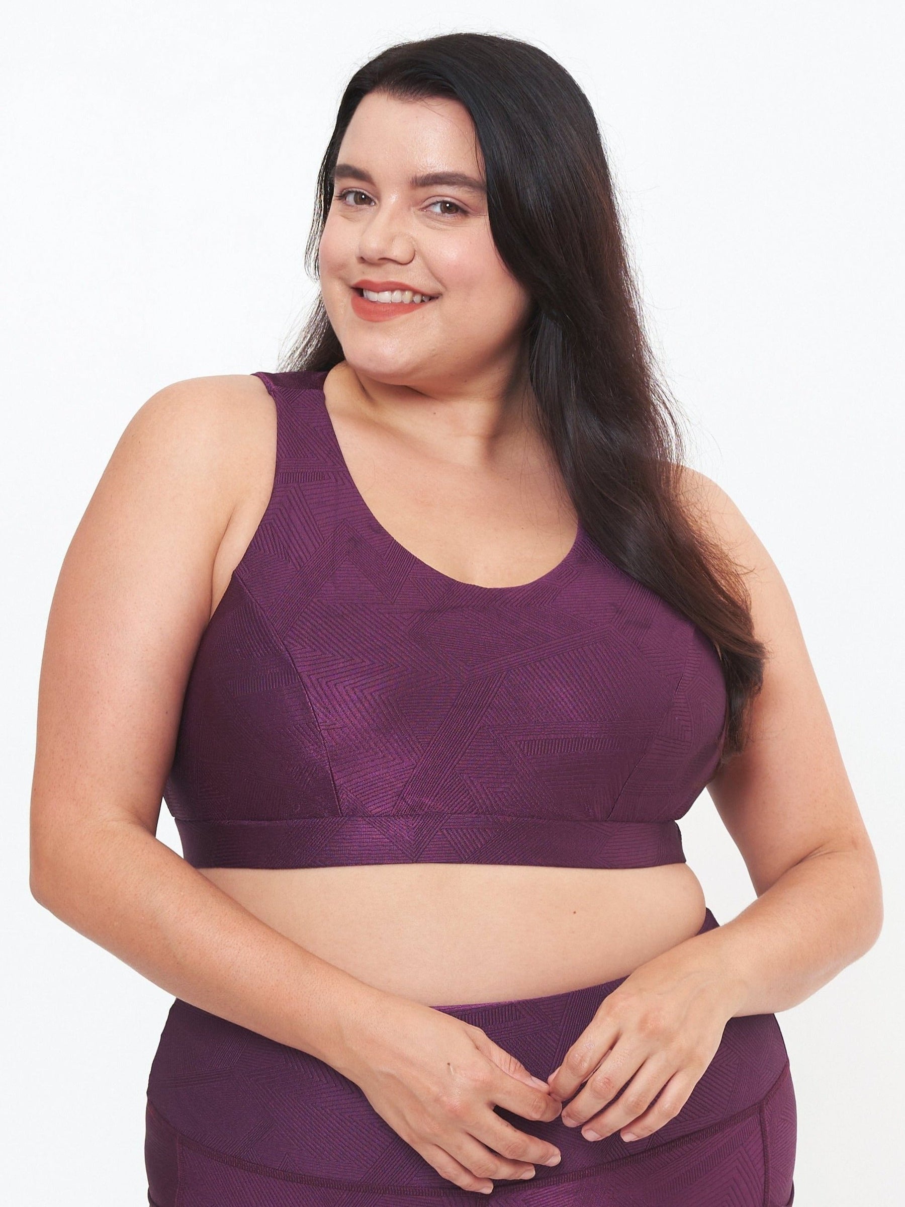Classic Performance Bra Top - Sangria Geo Pattern