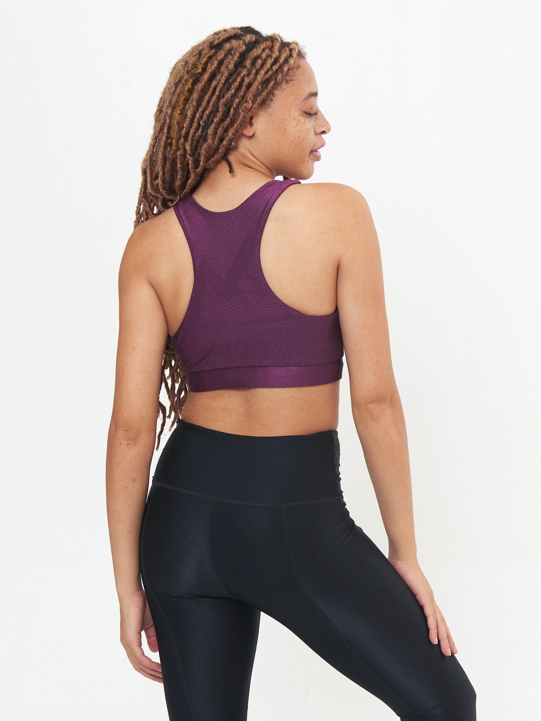 Classic Performance Bra Top - Sangria Geo Pattern
