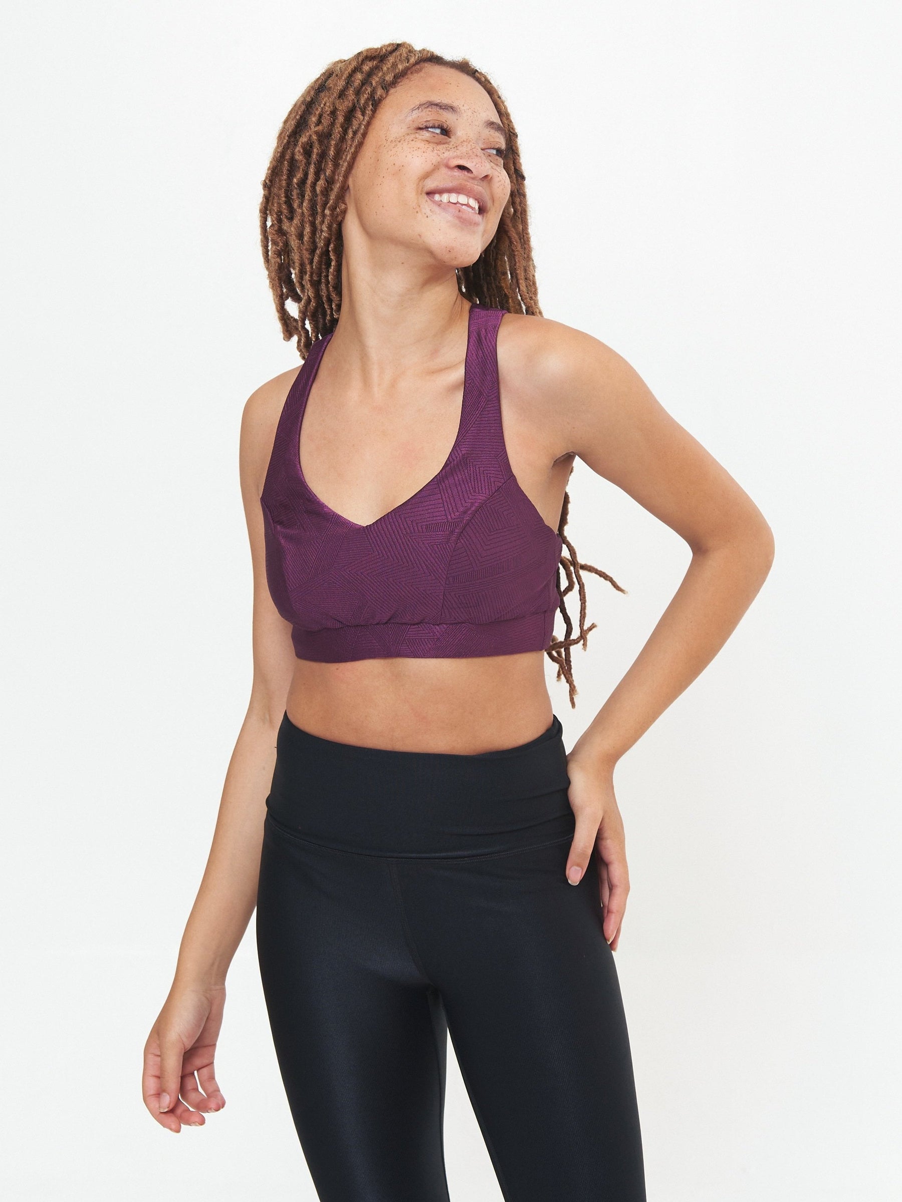 Classic Performance Bra Top - Sangria Geo Pattern