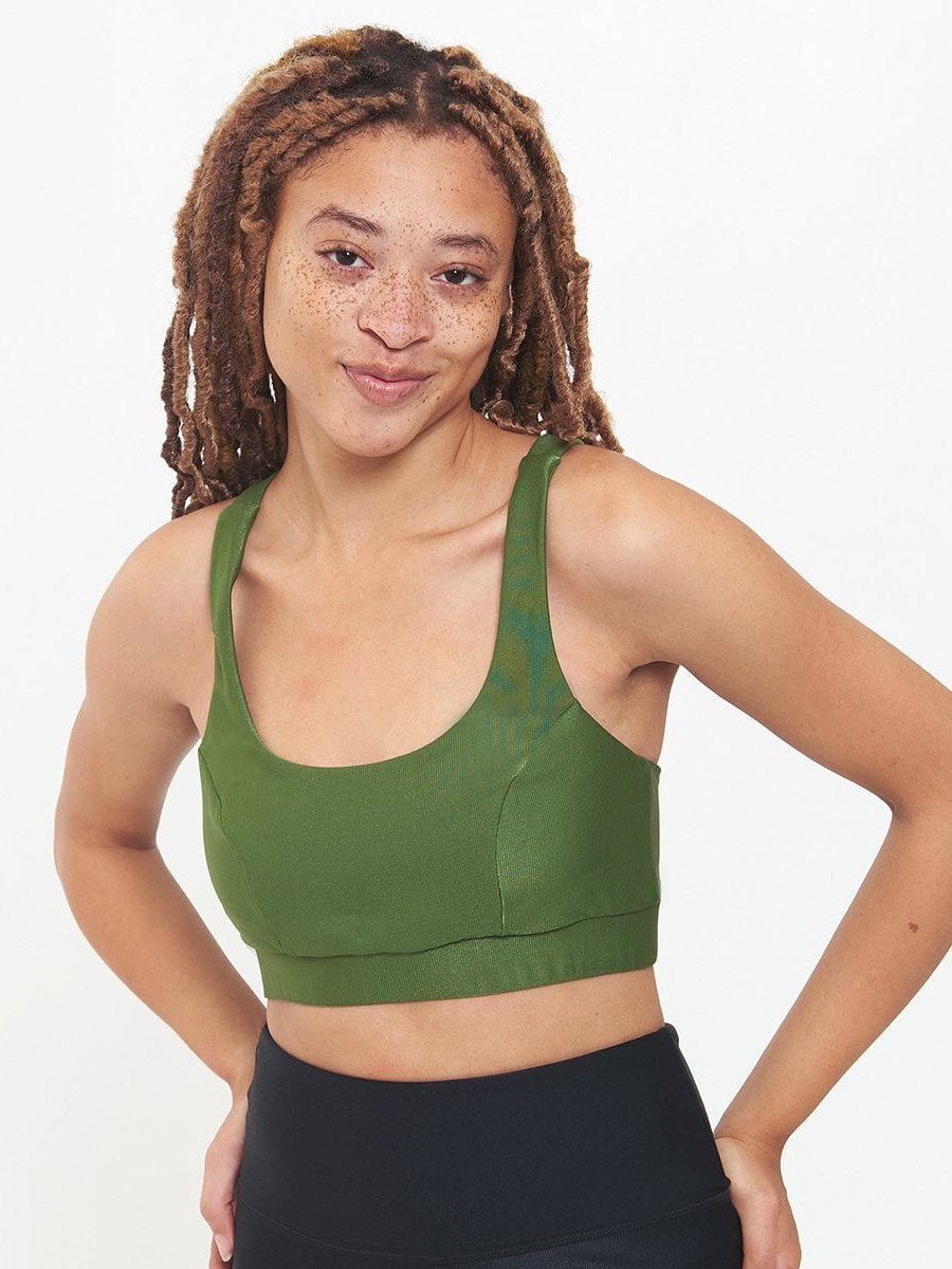 Cross Back Performance Bralette - Chive Rib Pattern