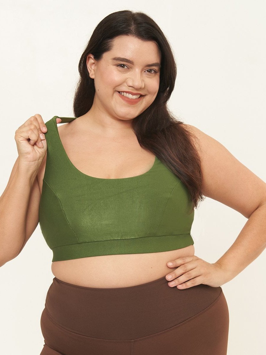 Cross Back Performance Bralette - Chive Rib Pattern