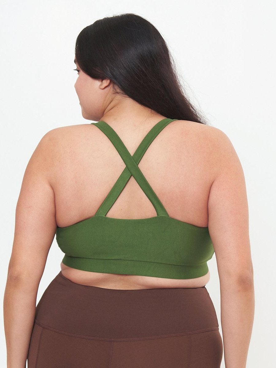 Cross Back Performance Bralette - Chive Rib Pattern