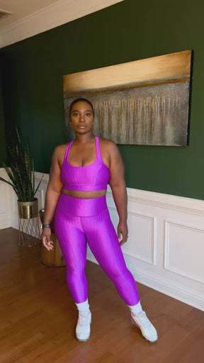 Cross Back Performance Bra Top - Fuchsia Zap Pattern