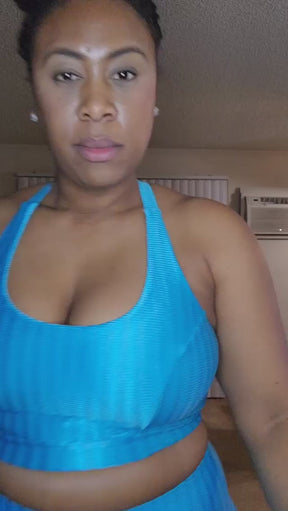 Cross Back Performance Bra Top - Blue Sky Zap Pattern