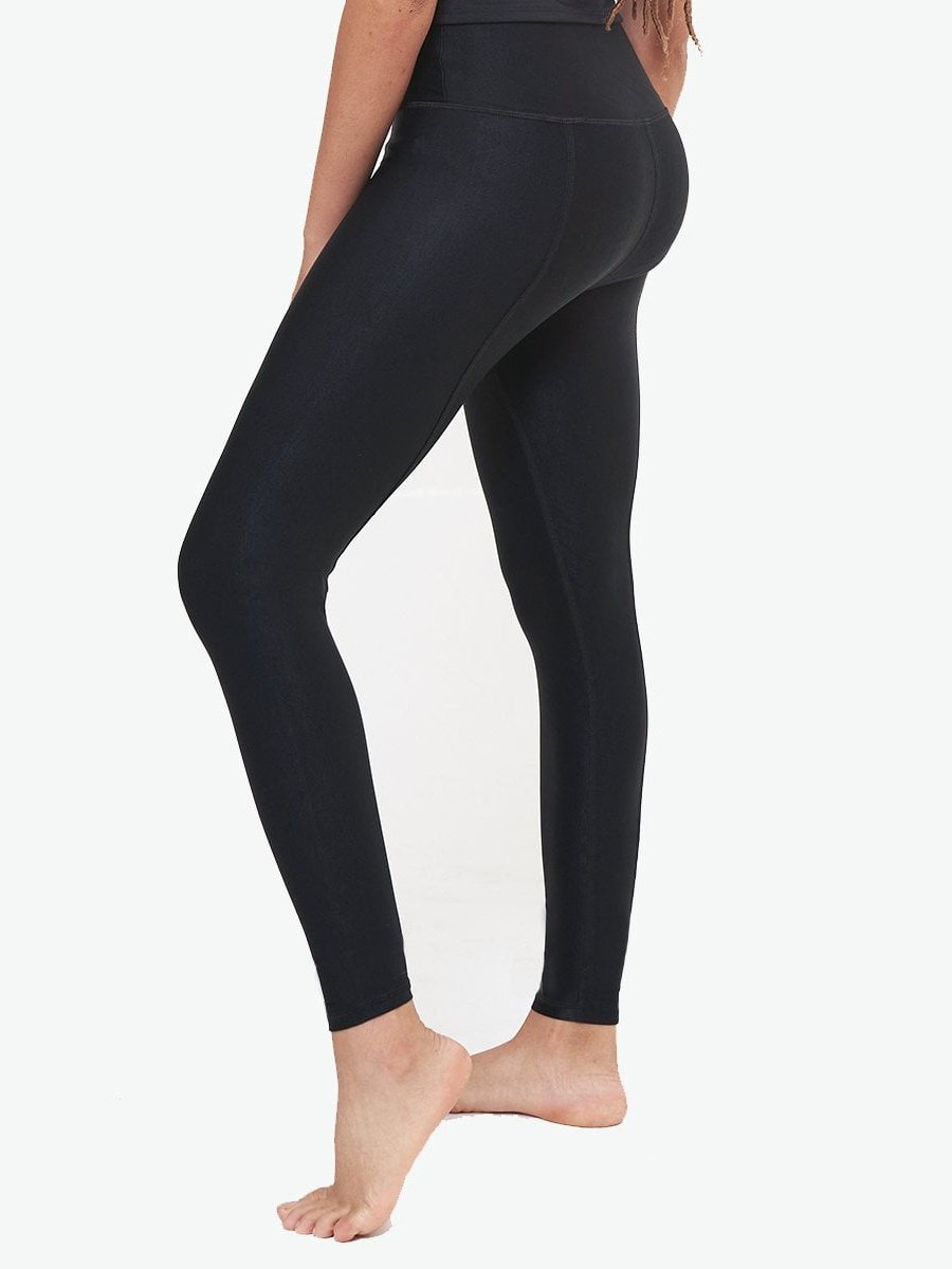 Hi-Rise Leggings - Black Rib Pattern