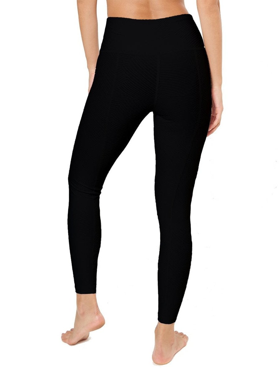 HI-Rise Leggings - Black Ridges Pattern