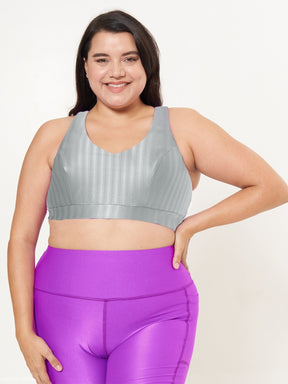Classic Performance Bra Top - Dove Grey Zap Pattern