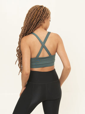 Cross Back Performance Bra Top- Agave Solid