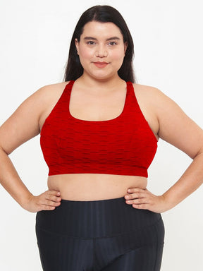 Cross Back Performance Bra Top - Cherry Pie Links Pattern