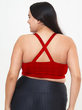 Cross Back Performance Bra Top - Cherry Pie Links Pattern