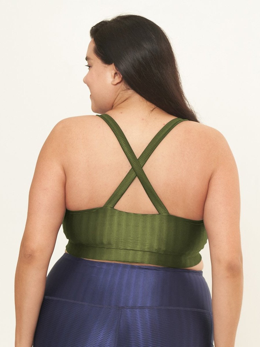 Cross Back Performance Bra Top - Chive Zap