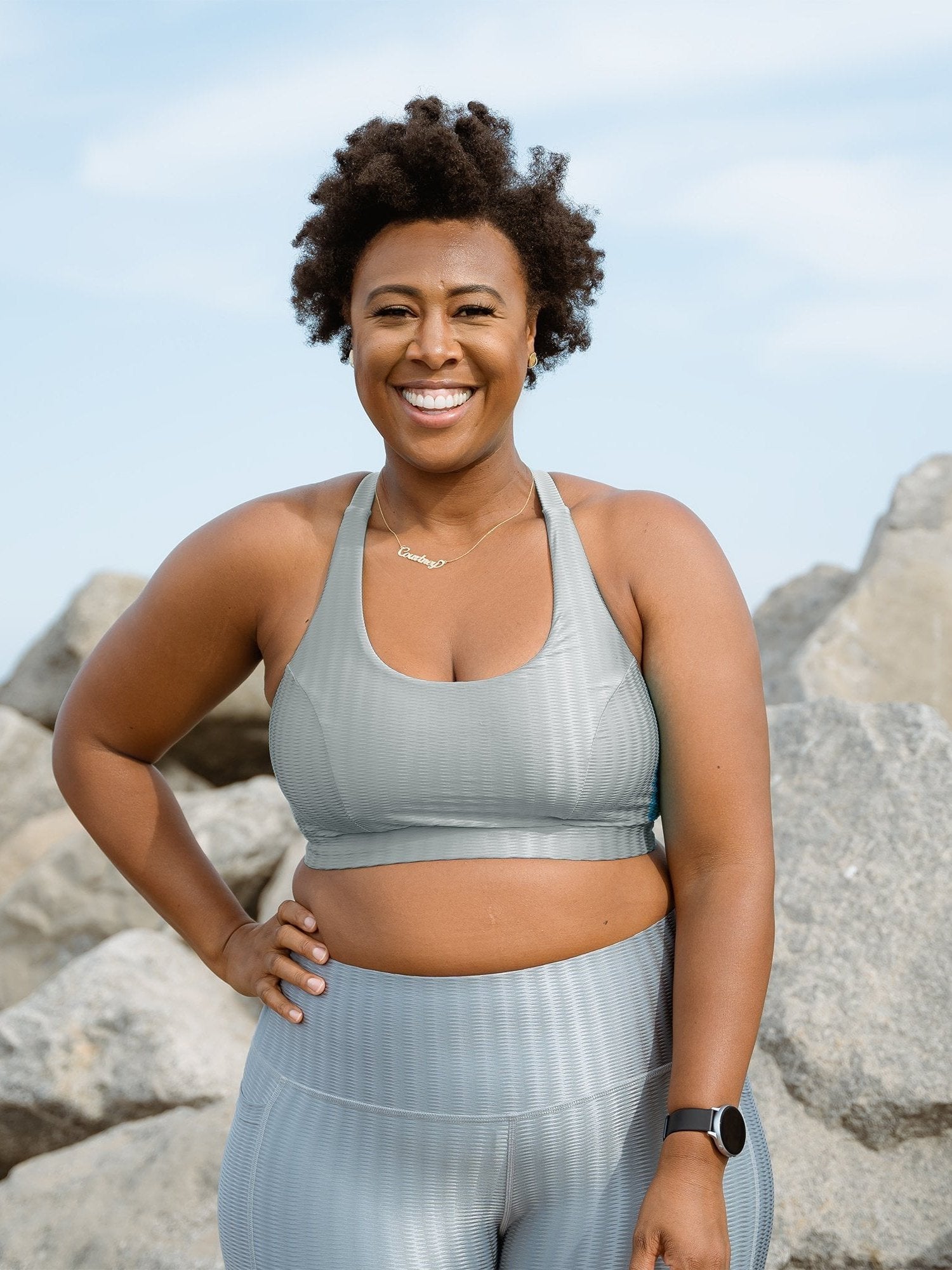 Cross Back Performance Bra Top - Silver Zap Pattern