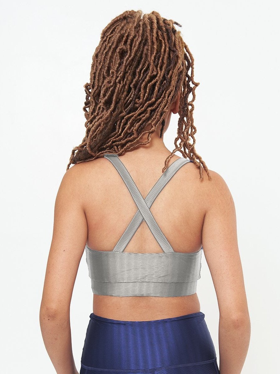 Cross Back Performance Bra Top - Silver Zap Pattern