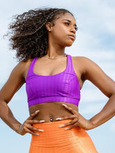 Cross Back Performance Bra Top - Fuchsia Zap Pattern