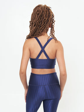 Cross Back Performance Bra Top - Midnight Zap Pattern