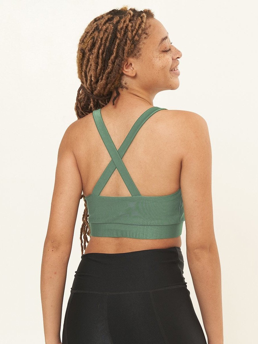 Cross Back Performance Bra Top - Succulent Rib Pattern