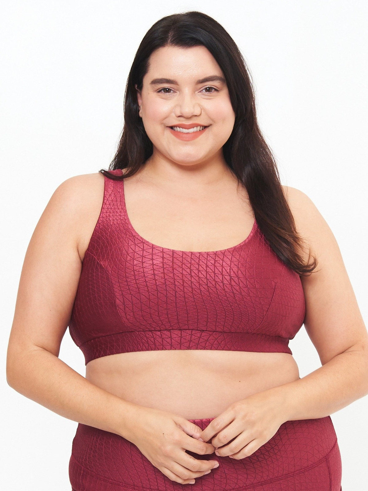 Double Scoop Bra Top - Pomegranate Cube Pattern