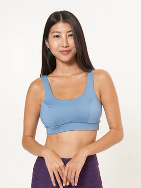 Double Scoop Bra Top - Slate Blue Solids