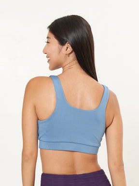 Double Scoop Bra Top - Slate Blue Solids