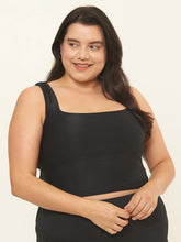 Fitted Tank w/ Built-In Bra - Black Rib Texture