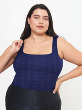 Fitted Tank w/ Built-In Bra - Navy Links Pattern