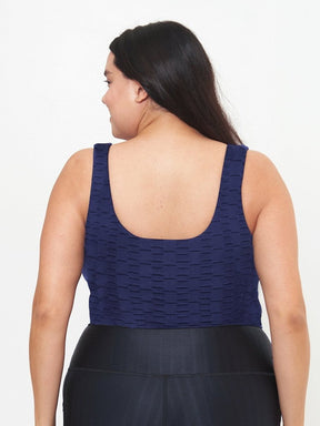 Fitted Tank w/ Built-In Bra - Navy Links Pattern