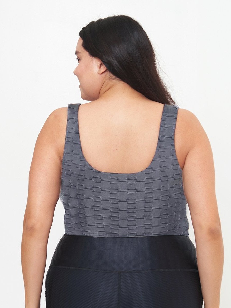 Fitted Tank w/ Built-In Bra - Slate Links Pattern